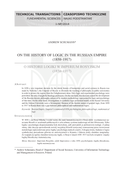 on the history of logic in the russian empire (1850&ndash;1917)
