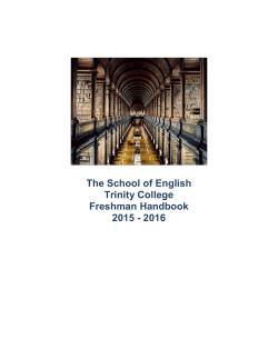 The School of English Trinity College Freshman Handbook 2015