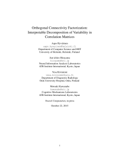 Orthogonal Connectivity Factorization: Interpretable Decomposition