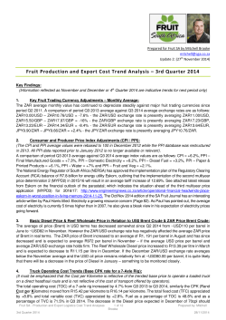 Fruit Production and Export Cost Trend Analysis &ndash; 3rd Quarter 2014