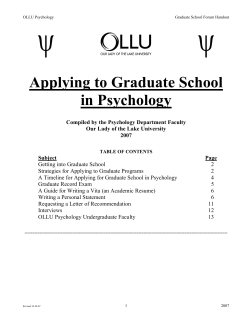 Applying to Graduate School in Psychology