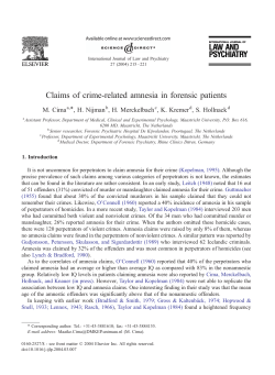 Claims of crime-related amnesia in forensic patients