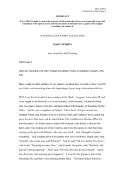 NATIONAL LIFE STORY COLLECTION MARY FEDDEN interviewed