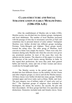 Class-structure and Social Stratification in early Muslim India (1206