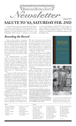 salute to `63, saturday feb. 2nd - The Birmingham Historical Society