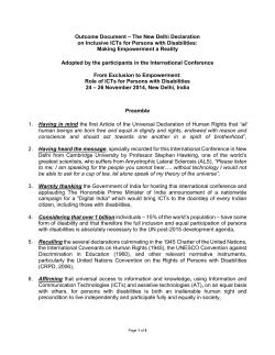 The New Delhi Declaration on Inclusive ICTs for Persons with
