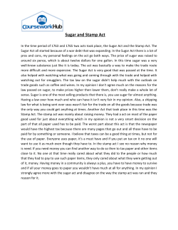 Sugar and Stamp Act