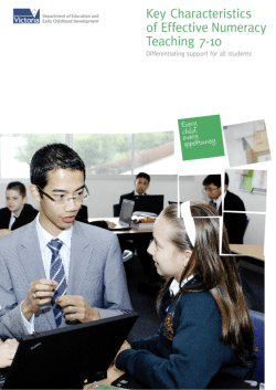 Key Characteristics of Effective Numeracy 7-10