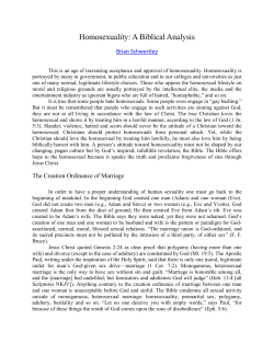 Homosexuality: A Biblical Analysis
