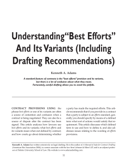 Understanding&ldquo;Best Efforts&rdquo; - Adams on Contract Drafting