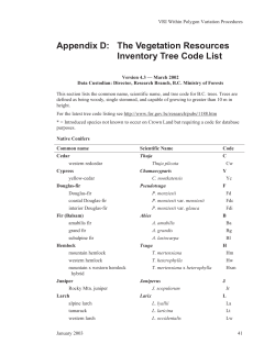 VRI Tree Code List