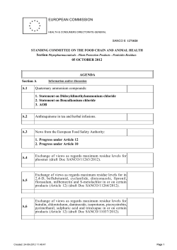 05 OCTOBER 2012 EUROPEAN COMMISSION AGENDA Section A