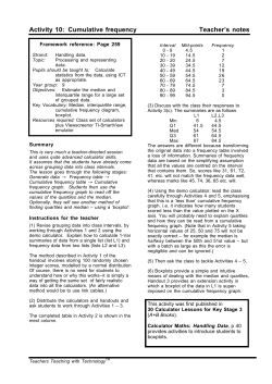 Activity 10: Cumulative frequency Teacher`s notes