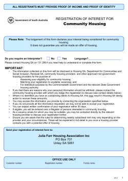 ALL REGISTRATIONS OF INTEREST MUST HAVE ATTACHED