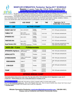 Pemberton Spring Classes
