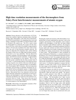 High time resolution measurements of the thermosphere from Fabry