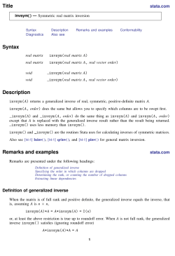 Title Syntax Description Remarks and examples
