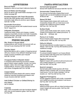 appetizers fresh salads pasta specialties