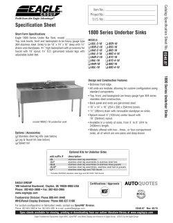 1800 Series Underbar Sinks Specification Sheet