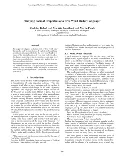 Studying Formal Properties of a Free Word Order Language