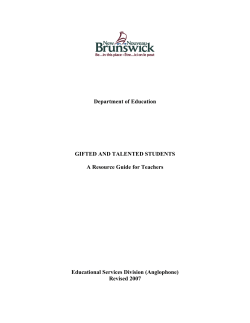 Gifted and Talented Students: A Resource Guide for Teachers