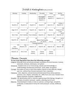 To Kill A Mockingbird Reading Schedule Thematic Concepts