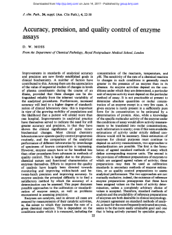 Accuracy, precision, and quality control of enzyme assays