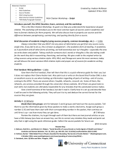 MLA Citation Workshop Script