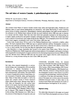The salt lakes of western Canada: A paleolimnological overview