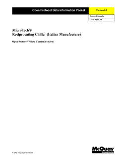 McQuay Open Protocol Information for MicroTech Reciprocating