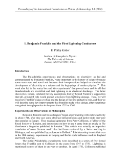 1. Benjamin Franklin and the First Lightning Conductors E. Philip