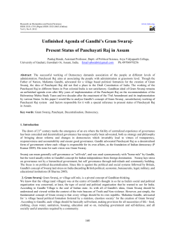 Unfinished Agenda of Gandhi`s Gram Swaraj