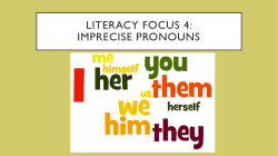 Literacy Focus 4: Imprecise pronouns