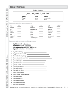 I, YOU, HE, SHE, IT, WE, THEY