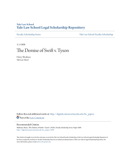 The Demise of Swift v. Tyson - Yale Law School Legal Scholarship