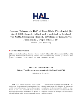 Oration ``Moyses vir Dei`` of Enea Silvio Piccolomini (24 April 1452