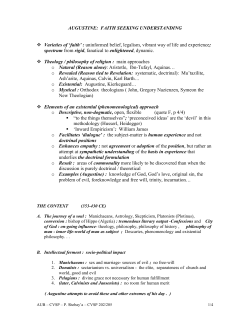 AUGUSTINE: FAITH SEEKING UNDERSTANDING Varieties of `faith