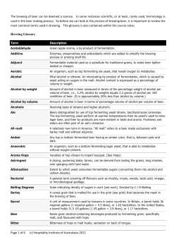 of 6 (c) Hospitality Institute of Australasia 2012 The brewing of beer