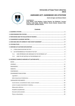 harvard uct: handbook on citation
