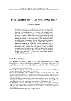 Peter Peri (1898-1967) &ndash; An Artist of Our Time?