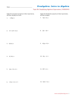 Prealgebra: Intro to Algebra