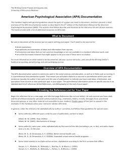 American Psychological Association (APA) Documentation M