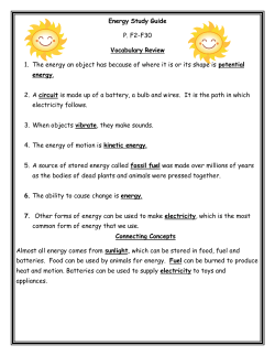 Energy Study Guide P. F2-F30 Vocabulary Review 1. The energy an