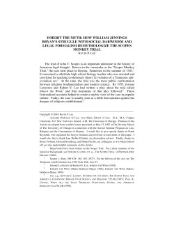 INHERIT THE MYTH: HOW WILLIAM JENNINGS BRYAN`S