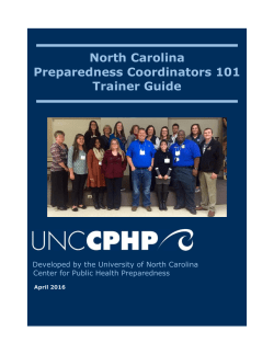 North Carolina Preparedness Coordinators 101 Trainer Guide