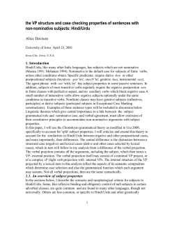 the VP structure and case checking properties of sentences with non
