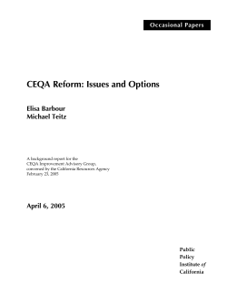 CEQA Reform: Issues and Options - Public Policy Institute of California