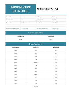 RADIONUCLIDE DATA SHEET MANGANESE 54