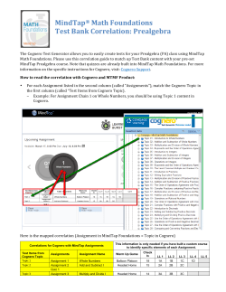 Instructor Guide for Cognero Test Bank Correlation in