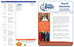 Church Newsletter for October 5, 2016